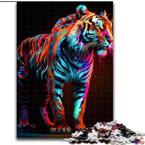 Puzzle 1000 Teile für Erwachsene, Bunter Tiger.. Puzzle aus Pappe, perfekt für Teenager und Sammler, ideale Heimdekoration und Reisegeschenk, 1000 Teile(26x38cm) von RZFWJL