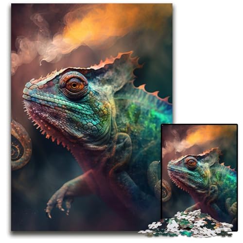 Puzzle 1000 Teile für Erwachsene, Chamäleon-Puzzles für Erwachsene, Geburtstagsgeschenkidee, anspruchsvolles Denkspiel, 26x38cm/10,23x14,96 Zoll Puzzle 1000 Teile für Erwachsene, Chamäleon-Puzzles für Erwachsene, Geburtstagsgeschenkidee, anspruchsvolles Denkspiel, 26x38cm/10,23x14,96 Zoll von RZFWJL