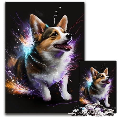 Puzzle 1000 Teile für Erwachsene, Corgi-Puzzles für Erwachsene, Geburtstagsgeschenkidee, anspruchsvolles Denkspiel, 26x38cm/10,23x14,96 Zoll von RZFWJL
