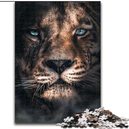 Puzzle 1000 Teile für Erwachsene, Der Löwe-Tiger-Puzzle aus Holz, Herausforderndes Denkspiel für Teenager, Familienspaß, interaktives Spiel, 1000 Teile(50x75cm) von RZFWJL