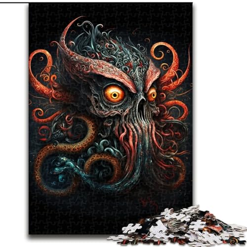 Puzzle 1000 Teile für Erwachsene, Der Oktopus-Schädel, Puzzle aus Holz, Herausforderndes Denkspiel für Teenager, Familienspaß, DIY-Heimdekor-Geschenk, 1000 Stück(50x75cm) von RZFWJL