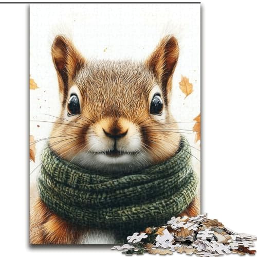 Puzzle 1000 Teile für Erwachsene, Eichhörnchen mit Schal, Lernspielzeug, einzigartige Geburtstags- und Geschenkideen für Kinder ab 14 Jahren (Größe 50x75cm) von RZFWJL