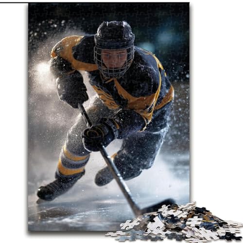 Puzzle 1000 Teile für Erwachsene, Eishockeyspieler, für 14+, anspruchsvolles Spiel als Geschenk für die ganze Familie und Freunde (Größe 26x38cm) von RZFWJL
