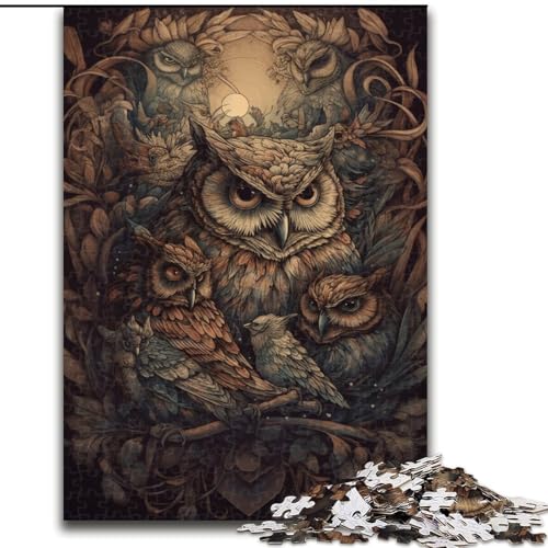 Puzzle 1000 Teile für Erwachsene, Eulen-Puzzle, anspruchsvolles Denkspiel, Familienaktivität, Heimdekoration, 50x75cm von RZFWJL
