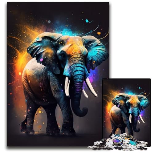 Puzzle 1000 Teile für Erwachsene, Fantasie-Elefant, Papppuzzle, anspruchsvolles DIY-Denkspiel, perfektes Familienspiel oder dekoratives Geschenk, 26x38cm/10,23x14,96 Zoll von RZFWJL