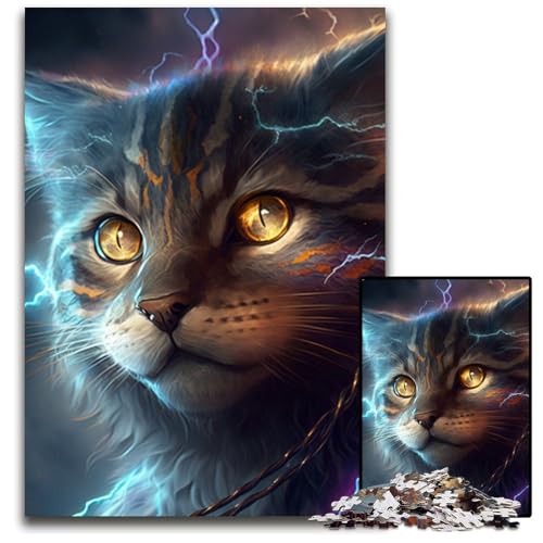 Puzzle 1000 Teile für Erwachsene, Fantasie-Katze, Holzpuzzle für Erwachsene, perfekt für Familienspaß an Weihnachten, Thanksgiving, Geburtstagen und Ostern, 50x75cm/19,68x29,52 Zoll von RZFWJL