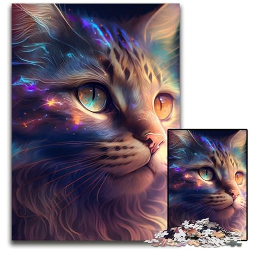 Puzzle 1000 Teile für Erwachsene, Fantasie-Katzen-Puzzles für Erwachsene, Geburtstagsgeschenkidee, anspruchsvolles Denkspiel, 26x38cm/10,23x14,96 Zoll von RZFWJL