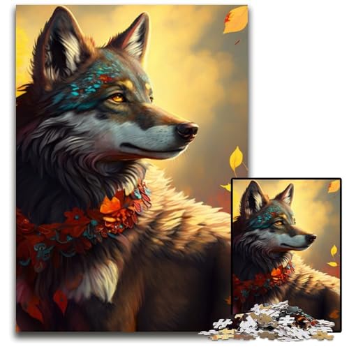 Puzzle 1000 Teile für Erwachsene, Fantasy-Wolf, Holzpuzzle, anspruchsvolles DIY-Denkspiel, perfektes Familienspiel oder dekoratives Geschenk, 50x75cm/19,68x29,52 Zoll Puzzle 1000 Teile für Erwachsene, Fantasy-Wolf, Holzpuzzle, anspruchsvolles DIY-Denkspiel, perfektes Familienspiel oder dekoratives Geschenk, 50x75cm/19,68x29,52 Zoll von RZFWJL