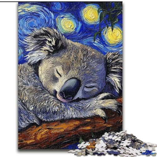 Puzzle 1000 Teile für Erwachsene, Faultier-Nachthimmel, Puzzle aus Holz, anspruchsvolles Denkspiel für Teenager, Familienspaß, DIY-Heimdekor-Geschenk, 1000 Stück(50x75cm) von RZFWJL