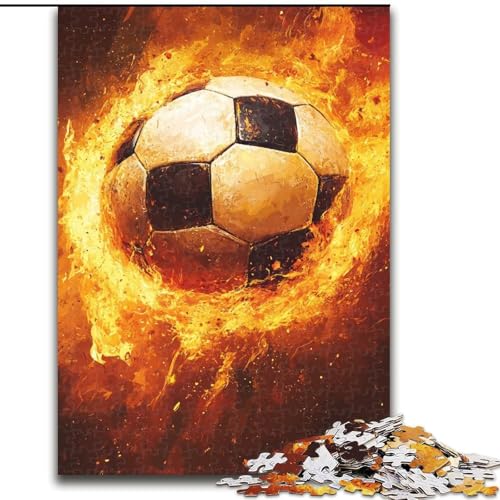 Puzzle 1000 Teile für Erwachsene, Flammenfußball-Puzzle, anspruchsvolles Denkspiel, Familienaktivität, Heimdekoration, 50x75cm von RZFWJL