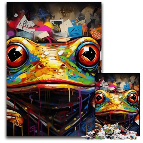 Puzzle 1000 Teile für Erwachsene, Frosch-Graffiti, Holzpuzzle für Erwachsene, perfekt für Familienspaß an Weihnachten, Thanksgiving, Geburtstagen und Ostern, 50x75cm/19,68x29,52 Zoll Puzzle 1000 Teile für Erwachsene, Frosch-Graffiti, Holzpuzzle für Erwachsene, perfekt für Familienspaß an Weihnachten, Thanksgiving, Geburtstagen und Ostern, 50x75cm/19,68x29,52 Zoll von RZFWJL