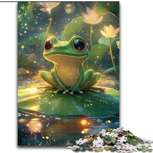 Puzzle 1000 Teile für Erwachsene, Frosch auf Lotusblatt, anspruchsvolles Denkspiel, Familienaktivität, Heimdekoration, 50x75cm von RZFWJL
