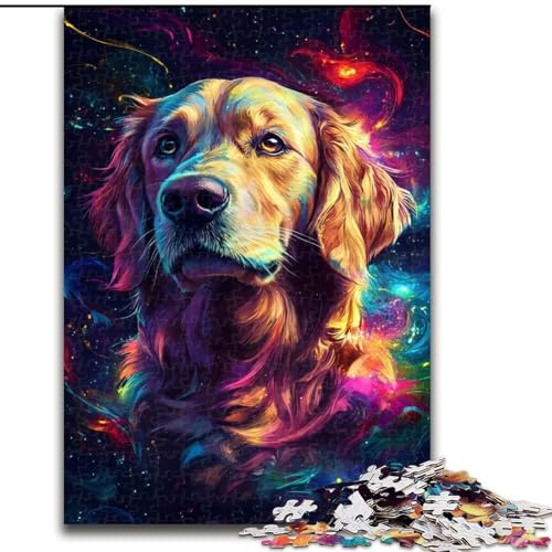 Puzzle 1000 Teile für Erwachsene, Galaxy Golden Retriever-Puzzle aus Holz, ideal für Büro, Schlafzimmer, Wohnzimmer-Dekor, 1000 Teile(50x75cm) von RZFWJL