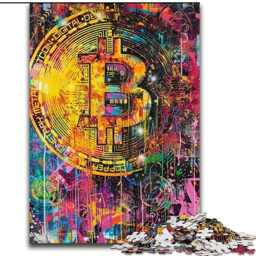 Puzzle 1000 Teile für Erwachsene, Geschenke, Bitcoin-Graffiti, Spielzeug, Lernspiele, Stressabbau, tolle Geschenke und Spielzeuge (Größe 26x38cm) von RZFWJL