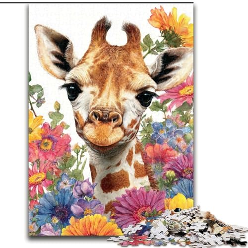 Puzzle 1000 Teile für Erwachsene, Geschenke, Blumen, Giraffe, Spielzeug, Lernspiele, Stressabbau, tolle Geschenke und Spielzeuge (Größe 50x75cm) von RZFWJL