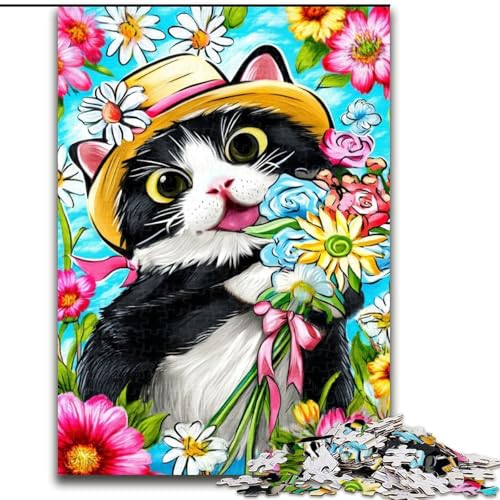 Puzzle 1000 Teile für Erwachsene, Geschenke, Blumenkatze, Spielzeug, Lernspiele, Stressabbau, tolle Geschenke und Spielzeuge (Größe 50x75cm) von RZFWJL