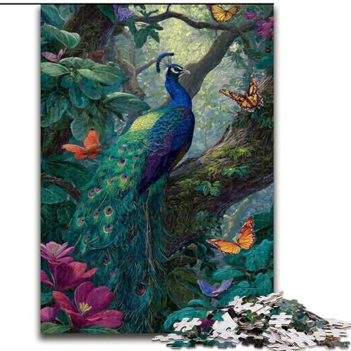 Puzzle 1000 Teile für Erwachsene, Geschenke, Dschungelpfau, Spielzeug, Lernspiele, Stressabbau, tolle Geschenke und Spielzeuge (Größe 26x38cm) von RZFWJL