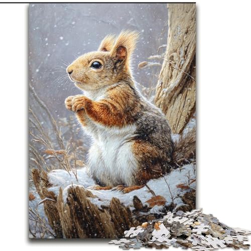 Puzzle 1000 Teile für Erwachsene, Geschenke, Eichhörnchen im Winter, Spielzeug, Lernspiele, Stressabbau, tolle Geschenke und Spielzeuge (Größe 26x38cm) von RZFWJL