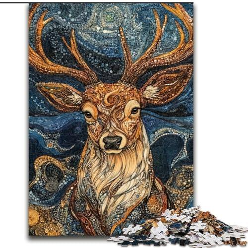 Puzzle 1000 Teile für Erwachsene, Geschenke, Hirsch-Ölgemälde, Spielzeug, Lernspiele, Stressabbau, tolle Geschenke und Spielzeuge (Größe 50x75cm) von RZFWJL