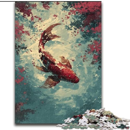 Puzzle 1000 Teile für Erwachsene, Geschenke, Koi-Fische, Spielzeug, Lernspiele, Stressabbau, tolle Geschenke und Spielzeuge (Größe 50x75cm) von RZFWJL