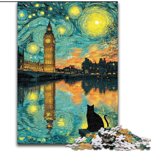 Puzzle 1000 Teile für Erwachsene, Geschenke, Nachthimmel London, Spielzeug, Lernspiele, Stressabbau, tolle Geschenke und Spielzeuge (Größe 26x38cm) von RZFWJL