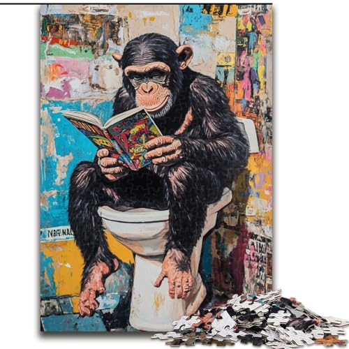Puzzle 1000 Teile für Erwachsene, Geschenke, Schimpanse auf der Toilette, Spielzeug, Lernspiele, Stressabbau, tolle Geschenke und Spielzeuge (Größe 50x75cm) von RZFWJL
