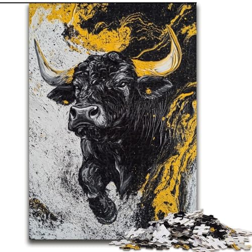 Puzzle 1000 Teile für Erwachsene, Geschenke, Schwarzer Goldbulle, Spielzeug, Lernspiele, Stressabbau, tolle Geschenke und Spielzeuge (Größe 50x75cm) von RZFWJL