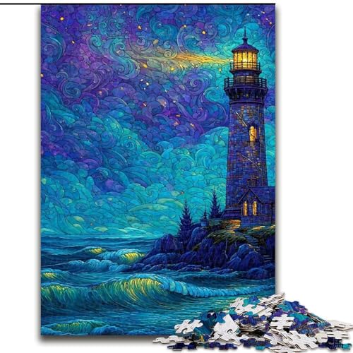 Puzzle 1000 Teile für Erwachsene, Geschenke, Sternenhimmel, Leuchtturm, Spielzeug, Lernspiele, Stressabbau, tolle Geschenke und Spielzeuge (Größe 26x38cm) von RZFWJL