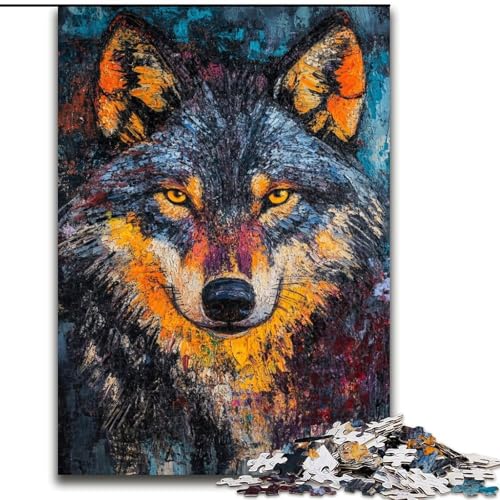 Puzzle 1000 Teile für Erwachsene, Geschenke, Wolfskunst, Spielzeug, Lernspiele, Stressabbau, tolle Geschenke und Spielzeuge (Größe 26x38cm) von RZFWJL