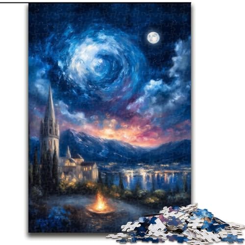 Puzzle 1000 Teile für Erwachsene, Geschenke, antike Stadt unter dem Nachthimmel, Spielzeug, Lernspiele, Stressabbau, tolle Geschenke und Spielzeuge (Größe 26x38cm) von RZFWJL