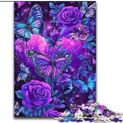 Puzzle 1000 Teile für Erwachsene, Geschenke, lila Schmetterling, Spielzeug, Lernspiele, Stressabbau, tolle Geschenke und Spielzeuge (Größe 26x38cm) von RZFWJL