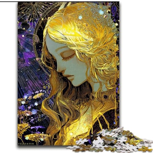 Puzzle 1000 Teile für Erwachsene, Geschenke, schönes goldenes Mädchen, Spielzeug, Lernspiele, Stressabbau, tolle Geschenke und Spielzeuge (Größe 50x75cm) von RZFWJL