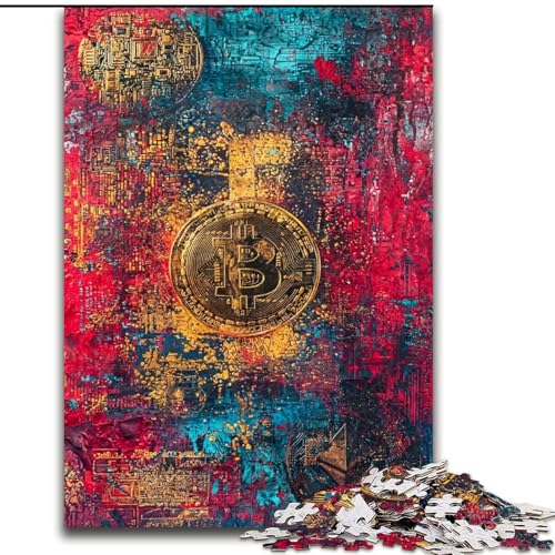 Puzzle 1000 Teile für Erwachsene, Graffiti Bitcoin, Lernspielzeug, einzigartige Geburtstags- und Geschenkideen für Kinder ab 14 Jahren (Größe 50x75cm) von RZFWJL