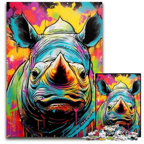 Puzzle 1000 Teile für Erwachsene, Graffiti-Malerei, Nashorn, Puzzle für Erwachsene, Geschenk für Männer und Frauen, Alltag und besondere Anlässe, 26x38cm/10,23x14,96 Zoll Puzzle 1000 Teile für Erwachsene, Graffiti-Malerei, Nashorn, Puzzle für Erwachsene, Geschenk für Männer und Frauen, Alltag und besondere Anlässe, 26x38cm/10,23x14,96 Zoll von RZFWJL