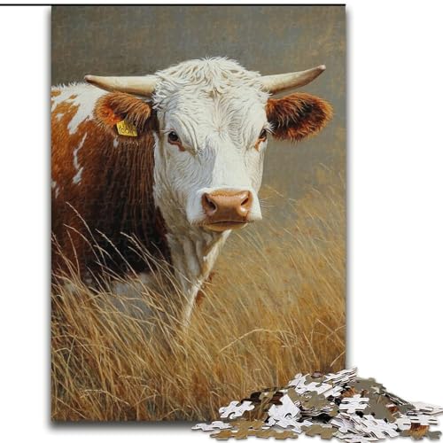 Puzzle 1000 Teile für Erwachsene, Graslandkuh, für 14+, anspruchsvolles Spiel als Geschenk für die ganze Familie und Freunde (Größe 26x38cm) von RZFWJL