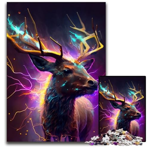 Puzzle 1000 Teile für Erwachsene, Hirsch, Holzpuzzle für Erwachsene, perfekt für Familienspaß an Weihnachten, Thanksgiving, Geburtstagen und Ostern, 50x75cm/19,68x29,52 Zoll Puzzle 1000 Teile für Erwachsene, Hirsch, Holzpuzzle für Erwachsene, perfekt für Familienspaß an Weihnachten, Thanksgiving, Geburtstagen und Ostern, 50x75cm/19,68x29,52 Zoll von RZFWJL
