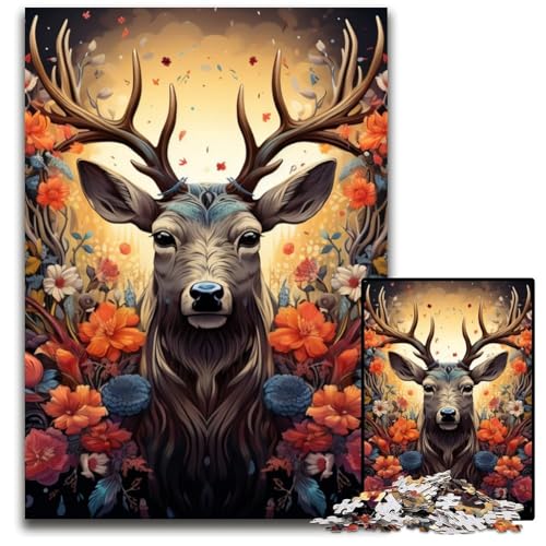 Puzzle 1000 Teile für Erwachsene, Hirsch, psychedelische Kunst, Puzzles für Erwachsene, Geburtstagsgeschenkidee, anspruchsvolles Denkspiel, 26x38cm/10,23x14,96 Zoll Puzzle 1000 Teile für Erwachsene, Hirsch, psychedelische Kunst, Puzzles für Erwachsene, Geburtstagsgeschenkidee, anspruchsvolles Denkspiel, 26x38cm/10,23x14,96 Zoll von RZFWJL