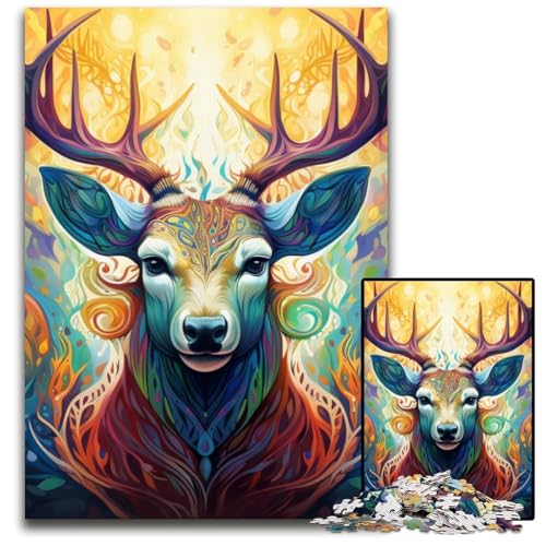 Puzzle 1000 Teile für Erwachsene, Hirsch, psychedelische Kunst, Puzzles für Erwachsene, Geburtstagsgeschenkidee, anspruchsvolles Denkspiel, 26x38cm/10,23x14,96 Zoll Puzzle 1000 Teile für Erwachsene, Hirsch, psychedelische Kunst, Puzzles für Erwachsene, Geburtstagsgeschenkidee, anspruchsvolles Denkspiel, 26x38cm/10,23x14,96 Zoll von RZFWJL