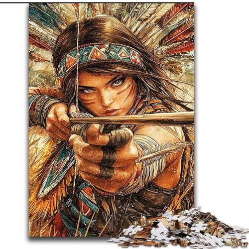 Puzzle 1000 Teile für Erwachsene, Indianerprinzessin, für 14+, anspruchsvolles Spiel als Geschenk für die ganze Familie und Freunde (Größe 26x38cm) von RZFWJL