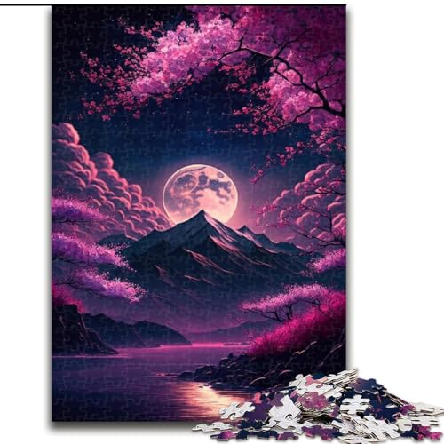 Puzzle 1000 Teile für Erwachsene, Japanische Landschaft, Neon-Puzzle aus Holz, ideal für Büro, Schlafzimmer, Wohnzimmer-Dekor, 1000 Stück(50x75cm) von RZFWJL