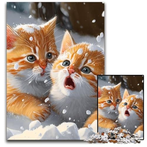 Puzzle 1000 Teile für Erwachsene, Kätzchen im Schnee, Puzzles für Erwachsene, Geburtstagsgeschenkidee, anspruchsvolles Denkspiel, 26x38cm/10,23x14,96 Zoll Puzzle 1000 Teile für Erwachsene, Kätzchen im Schnee, Puzzles für Erwachsene, Geburtstagsgeschenkidee, anspruchsvolles Denkspiel, 26x38cm/10,23x14,96 Zoll von RZFWJL