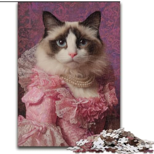 Puzzle 1000 Teile für Erwachsene, Katze aus Einer Adelsfamilie, für 14+, anspruchsvolles Spiel als Geschenk für die ganze Familie und Freunde (Größe 50x75cm) von RZFWJL