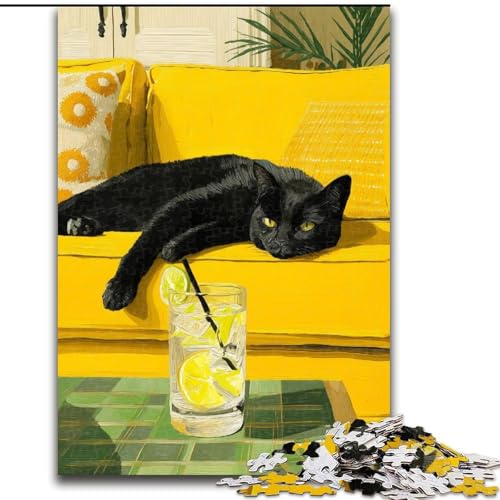 Puzzle 1000 Teile für Erwachsene, Katze liegt auf dem Sofa, anspruchsvolles Denkspiel, Familienaktivität, Heimdekoration, 50x75cm von RZFWJL