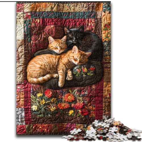 Puzzle 1000 Teile für Erwachsene, Katzencollage, für 14+, anspruchsvolles Spiel als Geschenk für die ganze Familie und Freunde (Größe 50x75cm) von RZFWJL