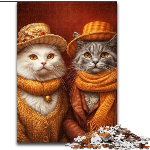 Puzzle 1000 Teile für Erwachsene, Katzenpaar-Puzzle, anspruchsvolles Denkspiel, Familienaktivität, Heimdekoration, 50x75cm von RZFWJL