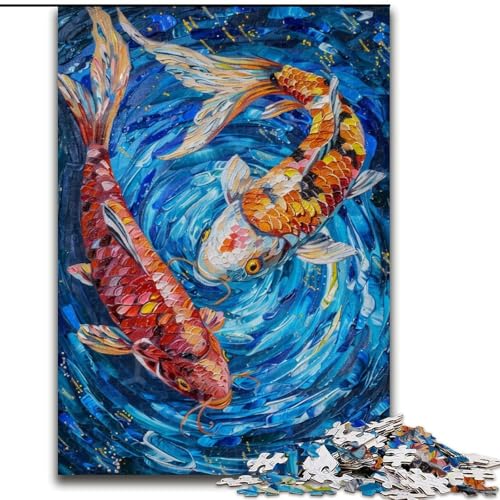 Puzzle 1000 Teile für Erwachsene, Koi-Fisch, Lernspielzeug, einzigartige Geburtstags- und Geschenkideen für Kinder ab 14 Jahren (Größe 50x75cm) von RZFWJL