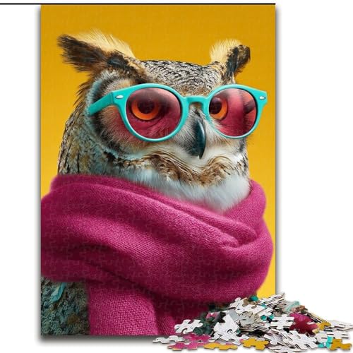 Puzzle 1000 Teile für Erwachsene, Leopard mit Schal, für 14+, anspruchsvolles Spiel als Geschenk für die ganze Familie und Freunde (Größe 26x38cm) von RZFWJL