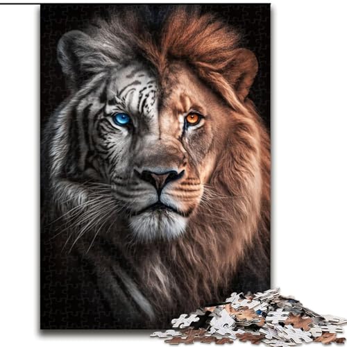 Puzzle 1000 Teile für Erwachsene, Löwe-Tiger-Porträt, Puzzle aus Holz, anspruchsvolles Denkspiel für Teenager, unterhaltsames interaktives Spiel für die ganze Familie, 1000 Teile(50x75cm) von RZFWJL