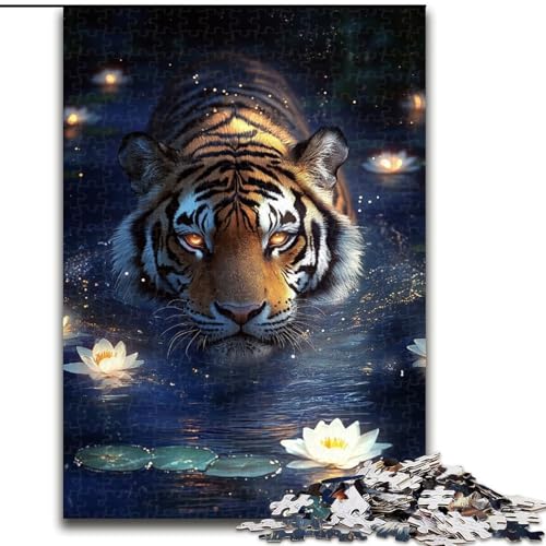 Puzzle 1000 Teile für Erwachsene, Lotus-Tiger-Puzzle, anspruchsvolles Denkspiel, Familienaktivität, Heimdekoration, 50x75cm von RZFWJL