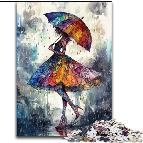 Puzzle 1000 Teile für Erwachsene, Mädchen mit Regenschirm, für 14+, anspruchsvolles Spiel als Geschenk für die ganze Familie und Freunde (Größe 50x75cm) von RZFWJL